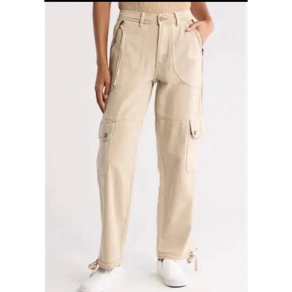Blank NYC Cotton Twill Women's Cargo Beige Tan  Tie‎ Pants Sz 26